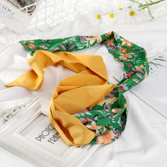 Big Flower Silk Scarf Headband Double Sided Scarf