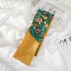 Big Flower Silk Scarf Headband Double Sided Scarf
