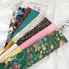Big Flower Silk Scarf Headband Double Sided Scarf