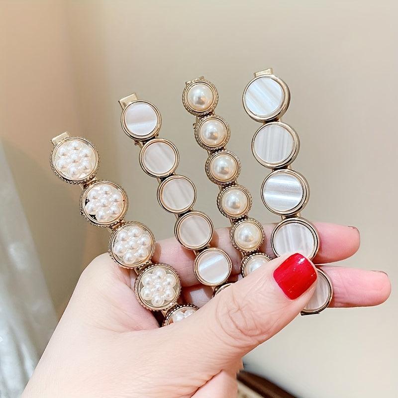 Vintage Faux Pearl Hair Clip Head Jewelry for Women