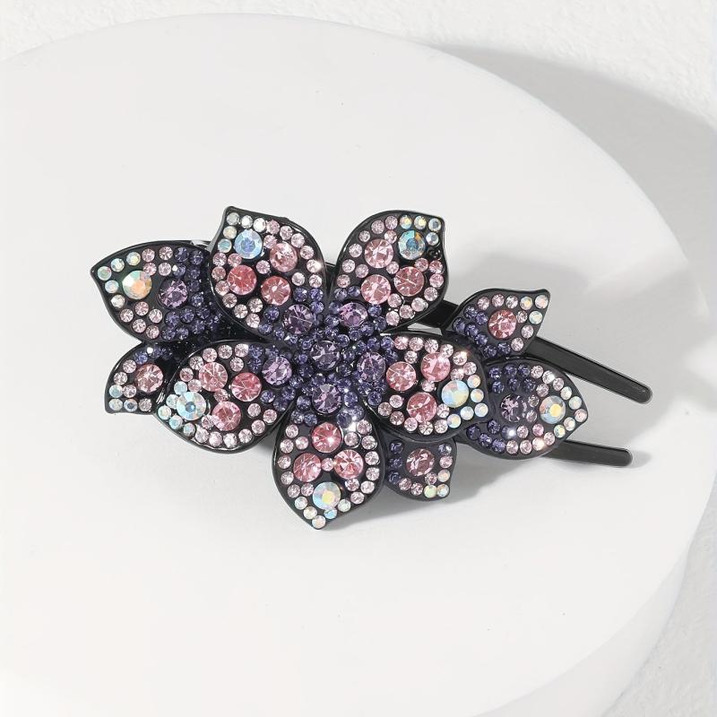 Colorful Rhinestone Hair Clip Large Duck Billed Ponytail Bun Holder