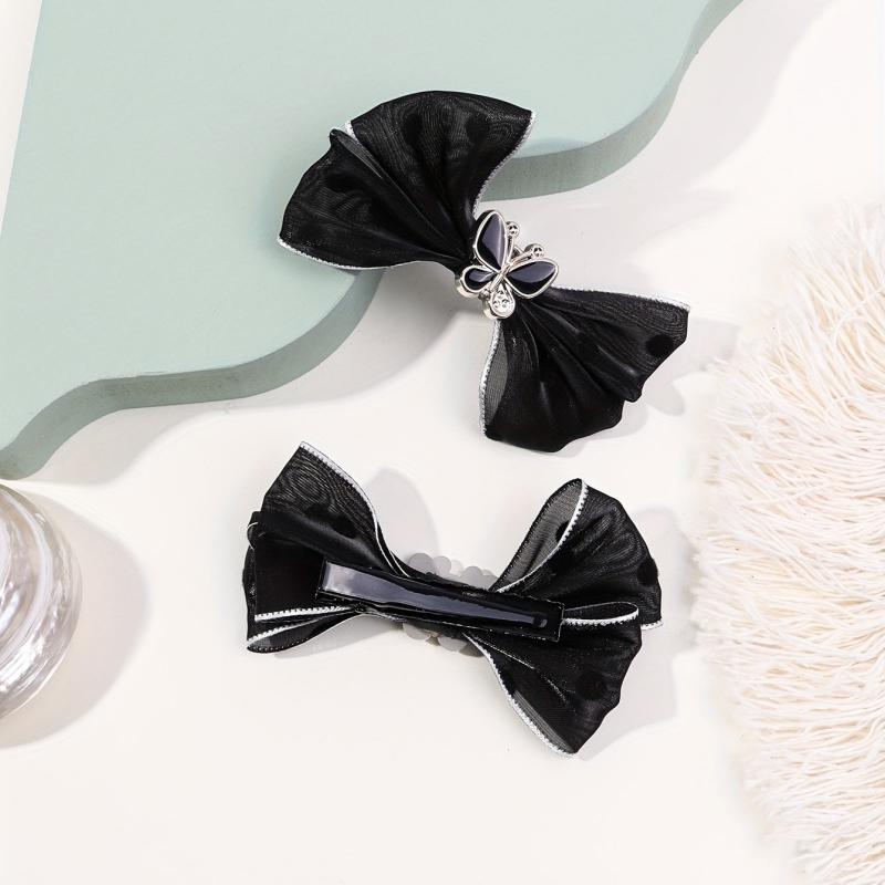 2pcs Mesh Bow Hair Clip Duck Billed Clip for Women Girls