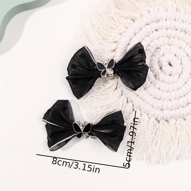 2pcs Mesh Bow Hair Clip Duck Billed Clip for Women Girls