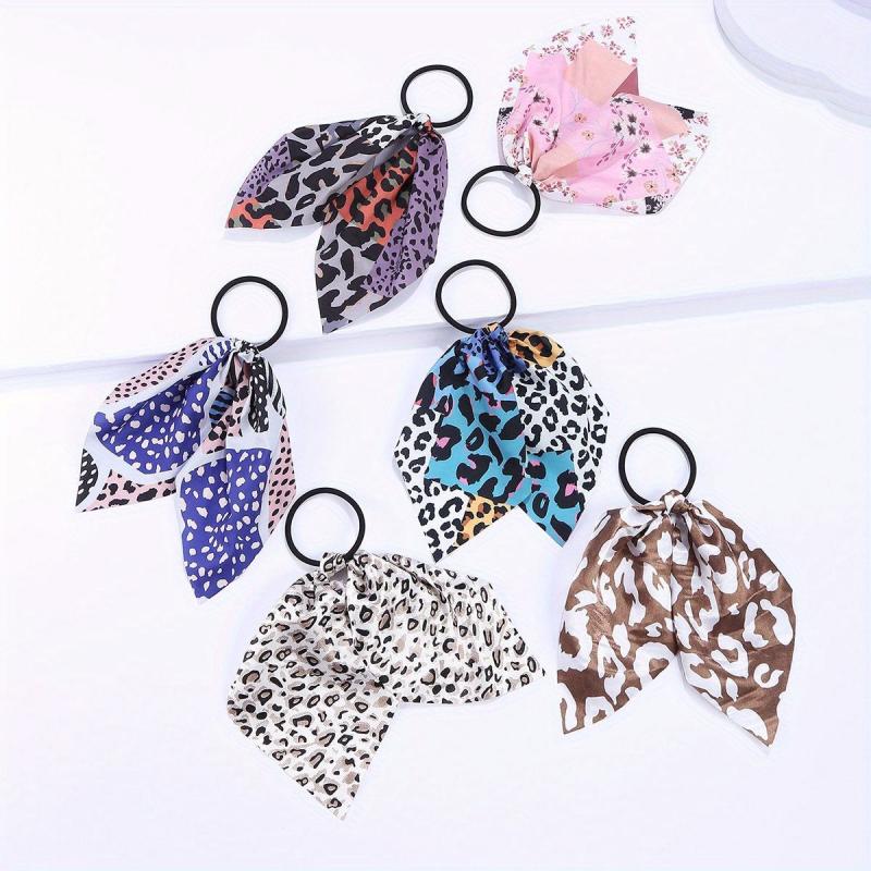 Leopard Print Bow Hair Tie Snake Print Hair Rope Ponytail Rubber Band