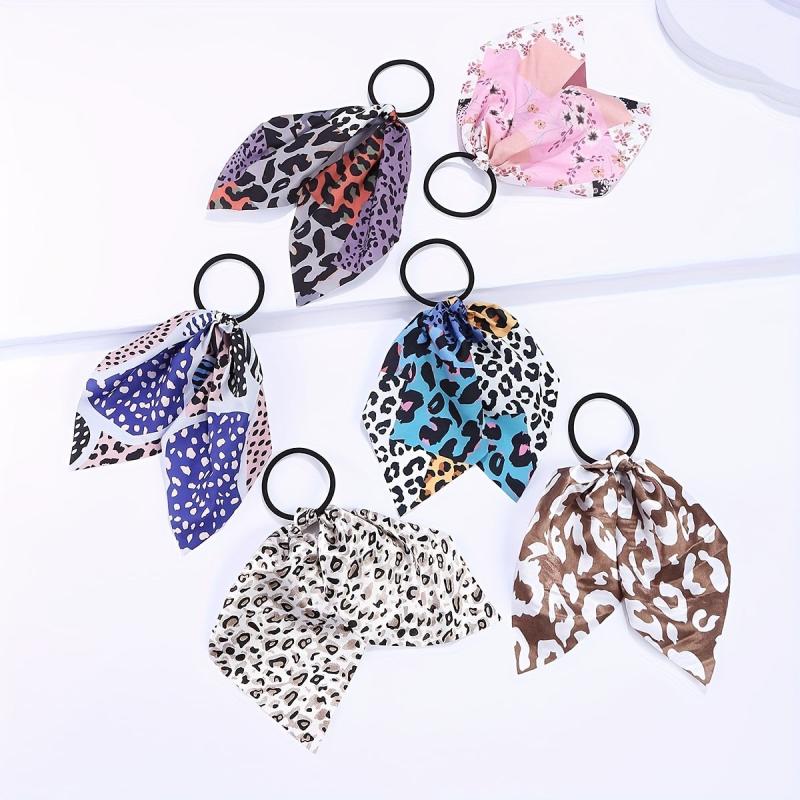 Leopard Print Bow Hair Tie Snake Print Hair Rope Ponytail Rubber Band