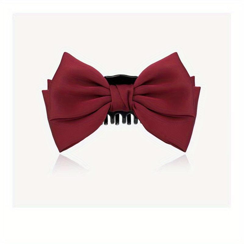 Sweet Bow Hair Claw Double Bowknot Hair Claw Nonslip Ponytail Holder