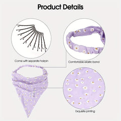 2 Pcs Floral Bandana Flower Headband Elastic Headdress Sweet