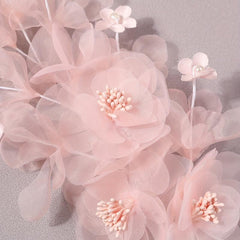 Salmon Pink Flower Hair Clip Large Mesh Flower Duck Billed Clip