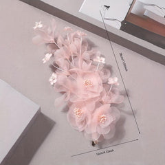 Salmon Pink Flower Hair Clip Large Mesh Flower Duck Billed Clip