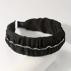 Vintage Rhinestone Headband Ruched Ruffled Headdress Hair Accessories