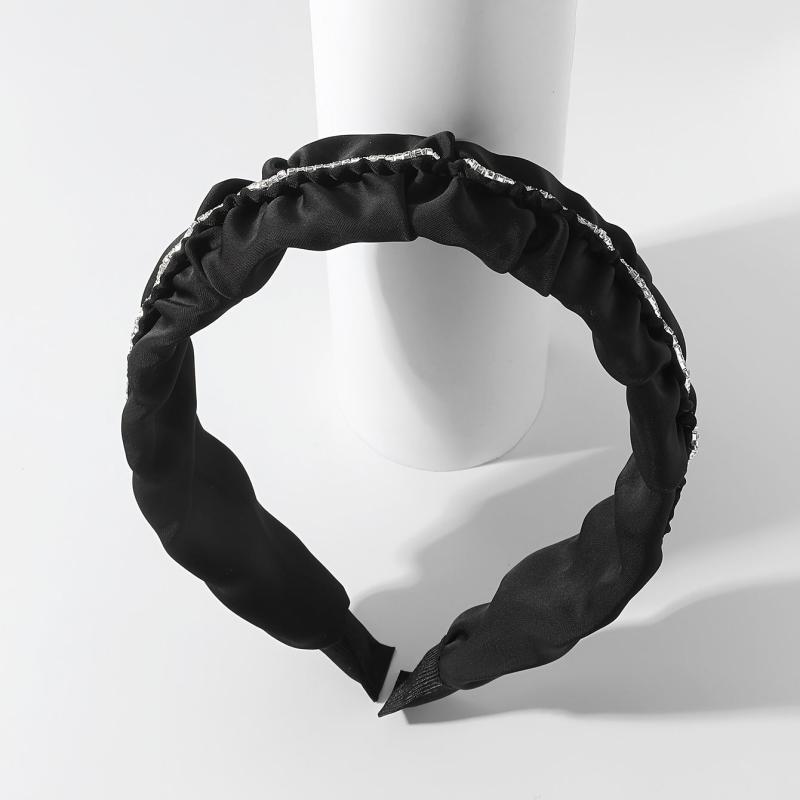 Vintage Rhinestone Headband Ruched Ruffled Headdress Hair Accessories