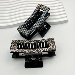 Retro Leopard Print Hair Claw Large Shark Claw Ponytail Holder Hair Clip