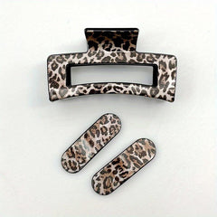 Retro Leopard Print Hair Claw Large Shark Claw Ponytail Holder Hair Clip