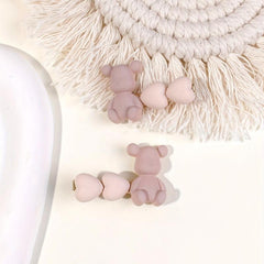 Resin Bear Heart Decor Hair Clip, Cute Cartoon Design