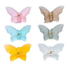 6pcs Frosted Butterfly Hair Claw Clip Ponytail Holder for Women