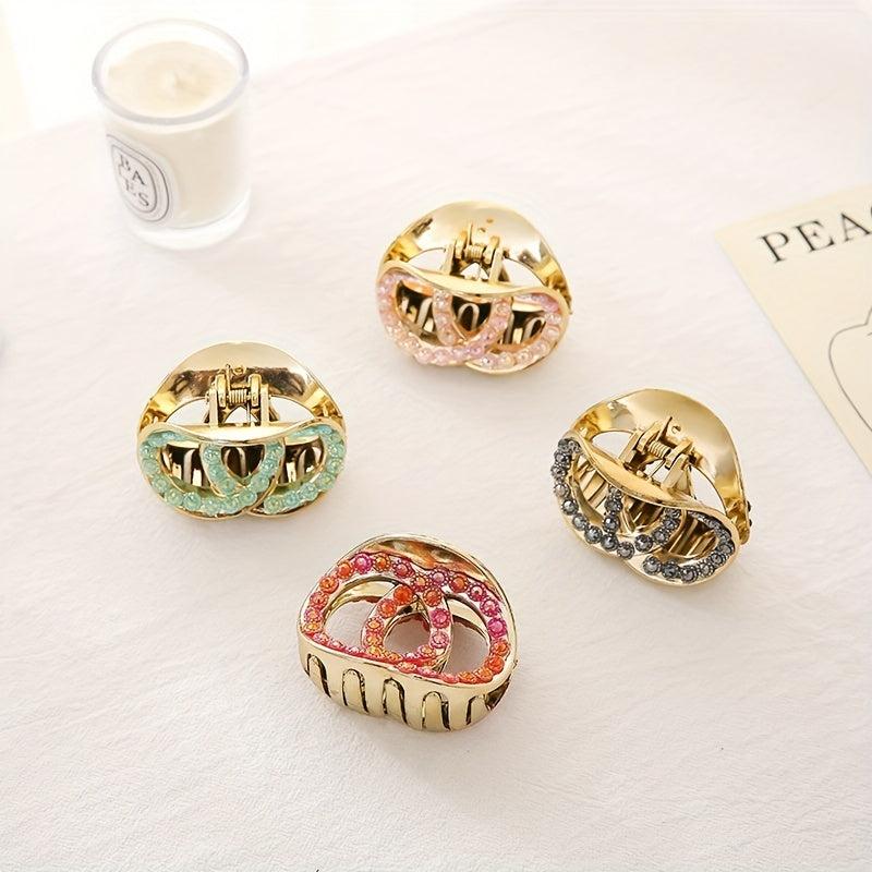 Small Rhinestone Hair Claw Glitter Hair Claw Nonslip Side Hair Bang Braids
