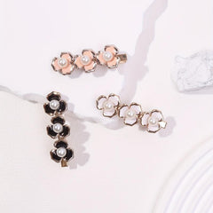 3pcs Sweet Flower Hair Clip Faux Pearl Duck Billed Clip Style Hair Clip