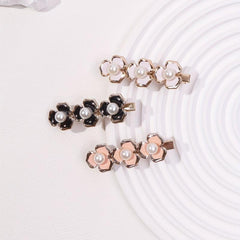 3pcs Sweet Flower Hair Clip Faux Pearl Duck Billed Clip Style Hair Clip