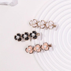 3pcs Sweet Flower Hair Clip Faux Pearl Duck Billed Clip Style Hair Clip
