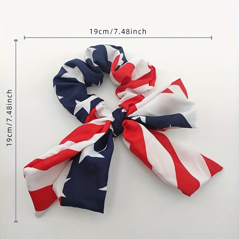 American Flag Scrunchies Rabbit Ears Hair Tie Ponytail Holder