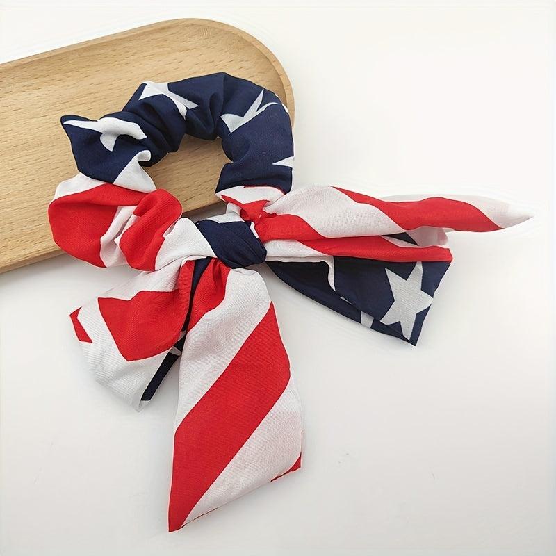 American Flag Scrunchies Rabbit Ears Hair Tie Ponytail Holder