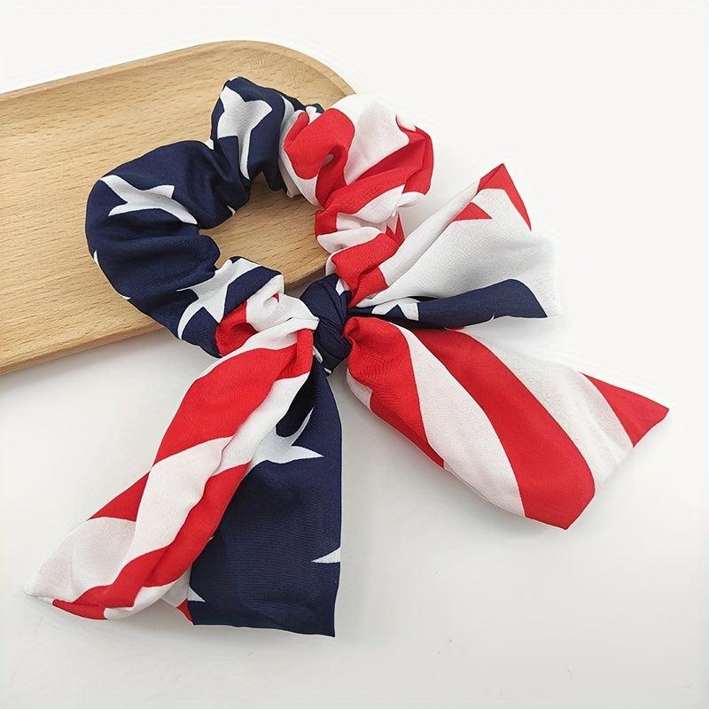 American Flag Scrunchies Rabbit Ears Hair Tie Ponytail Holder