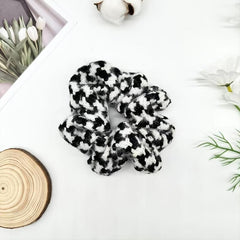 Knit Plaid Hair Scrunchies Ponytail Holders