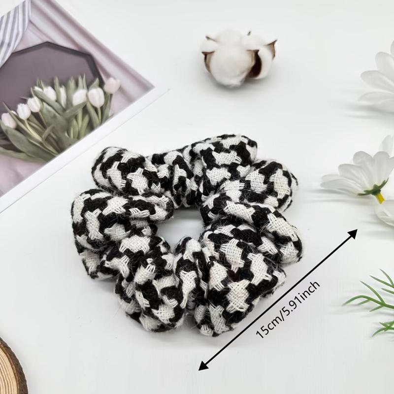 Knit Plaid Hair Scrunchies Ponytail Holders