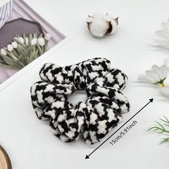 Knit Plaid Hair Scrunchies Ponytail Holders