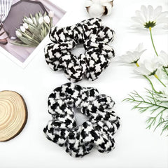 Knit Plaid Hair Scrunchies Ponytail Holders