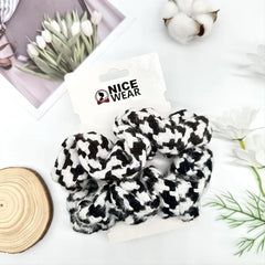 Knit Plaid Hair Scrunchies Ponytail Holders