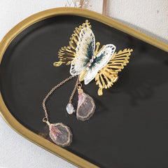 Golden Butterfly Hair Claw With Tassel Shark Claw Ponytail Holder