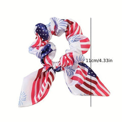 Independence Scrunchies Bow Hair Tie American Flag Ponytail Holder