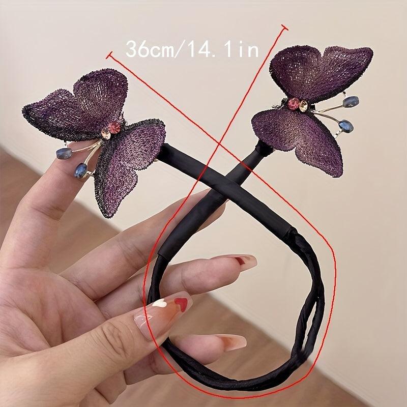 Double Butterfly Hair Tie Magic Twist Hair Band