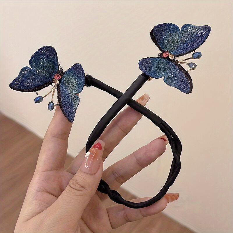 Double Butterfly Hair Tie Magic Twist Hair Band