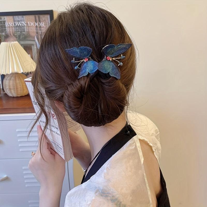Double Butterfly Hair Tie Magic Twist Hair Band