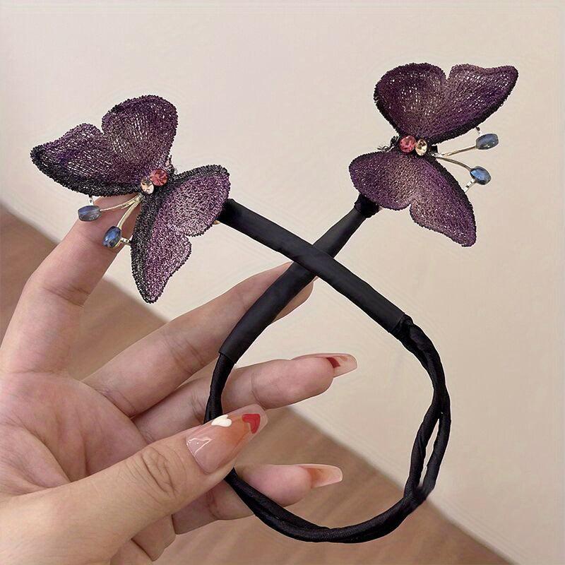 Double Butterfly Hair Tie Magic Twist Hair Band