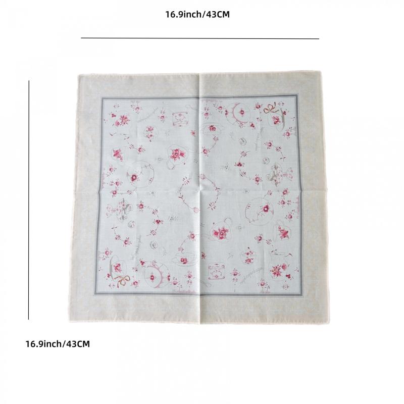 1pc Flower Print Handkerchief Women's Hankies Soft Sweat Handkerchief