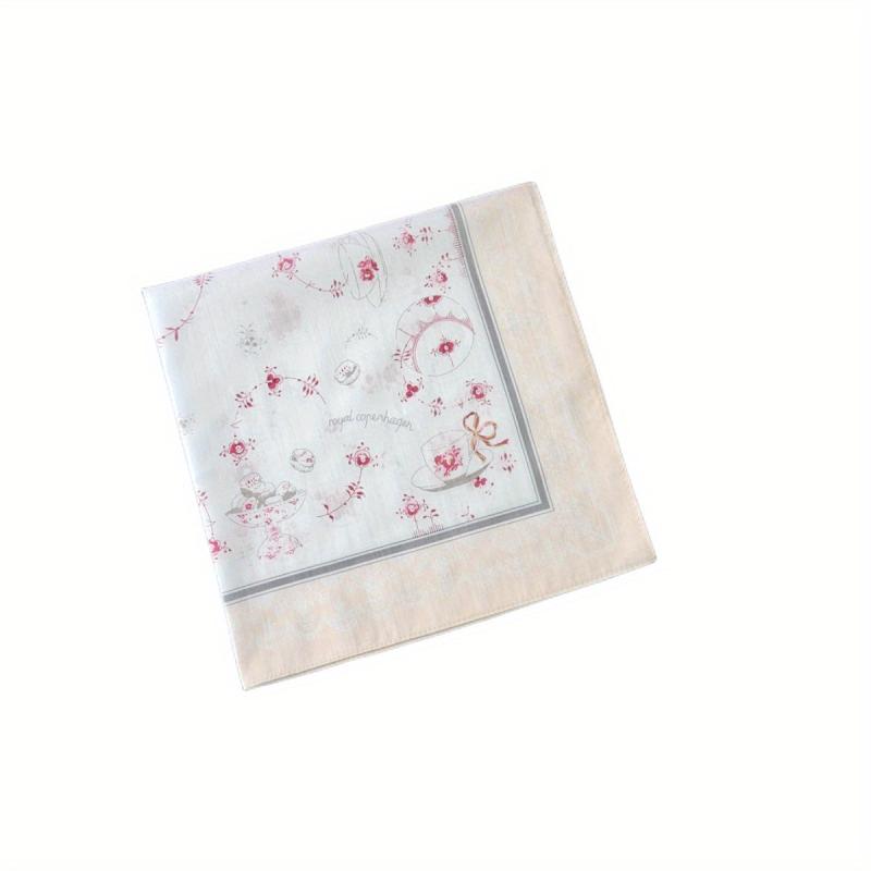 1pc Flower Print Handkerchief Women's Hankies Soft Sweat Handkerchief