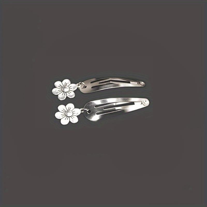 Y2K Metal Snap Clip Flower Heart Tassel Hair Clip Women Girls