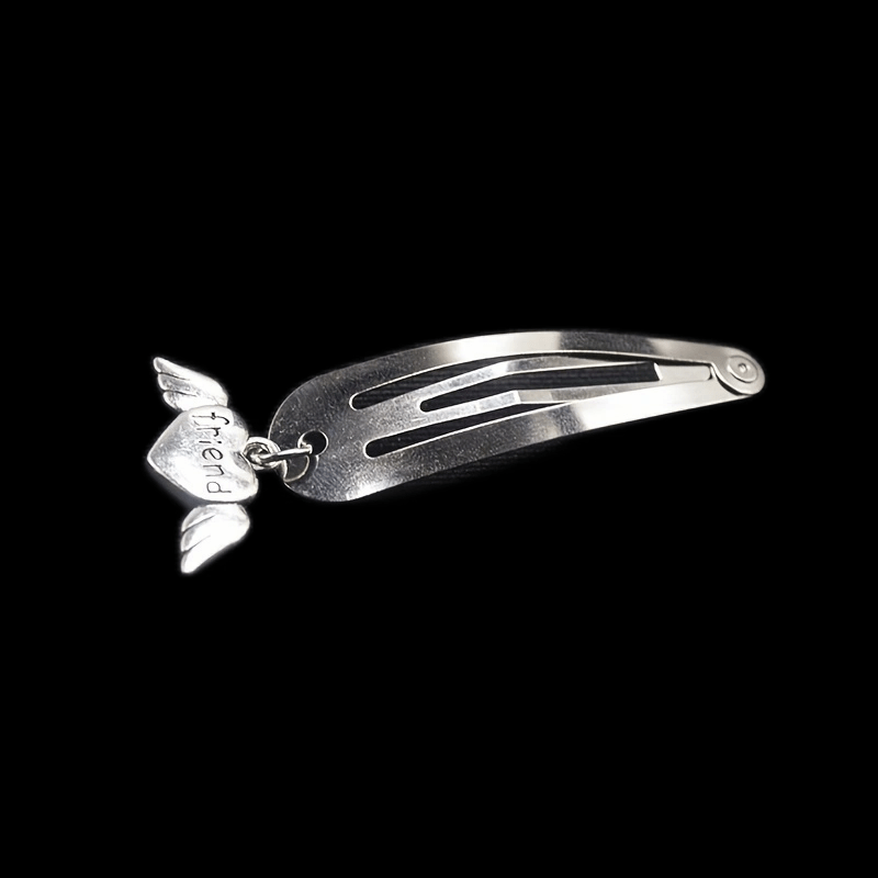 Y2K Metal Snap Clip Flower Heart Tassel Hair Clip Women Girls