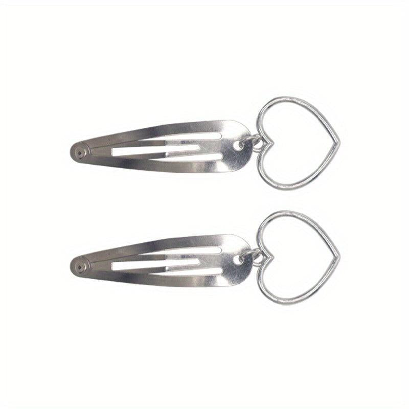 Y2K Metal Snap Clip Flower Heart Tassel Hair Clip Women Girls
