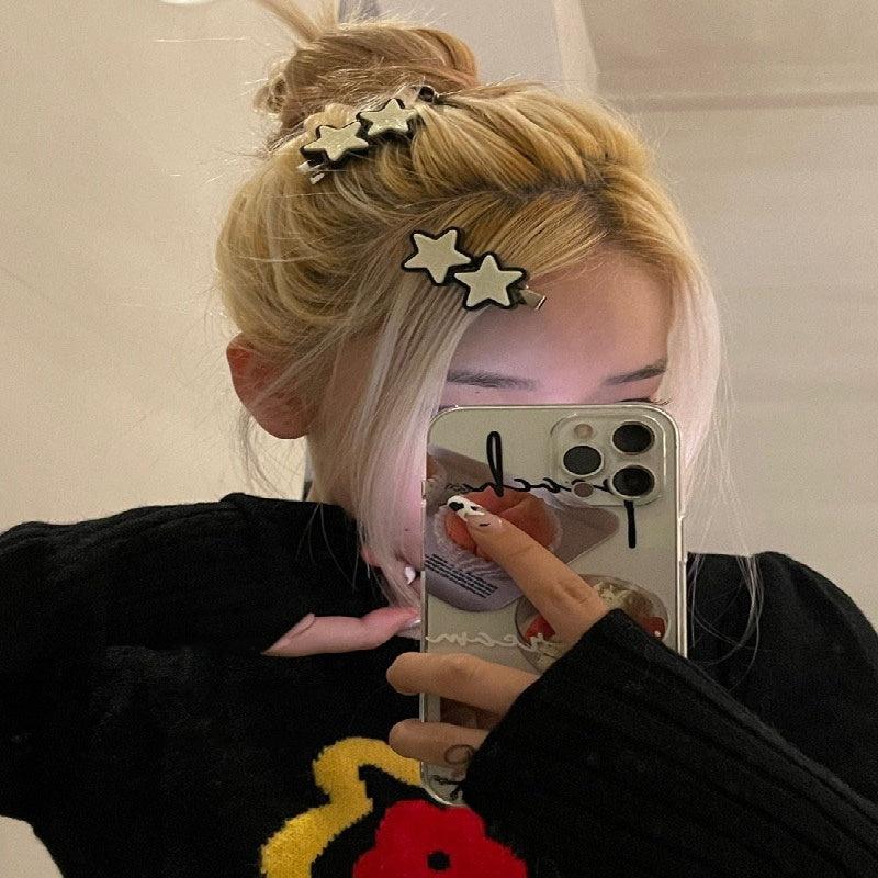Star Pattern Hair Clip Duck Billed Clip Y2K Hair Accessories