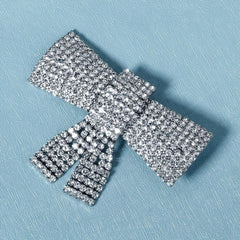 Rhinestone Hairpin Metal Headdress Bow Hairpin