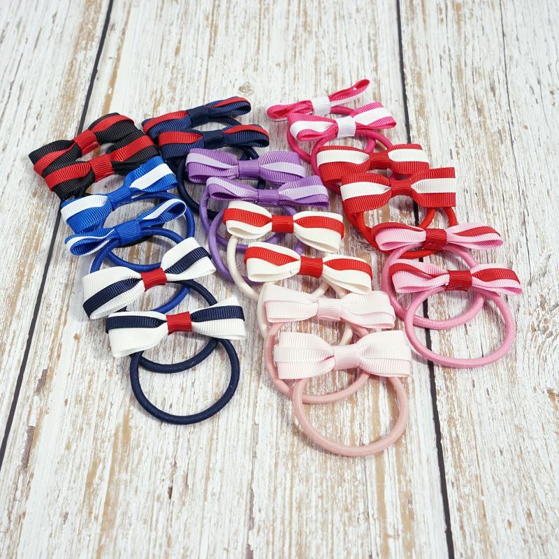20pcs Small Bow Hair Tie For Girls Baby Bowknot Hair Ring Elastic Ponytail