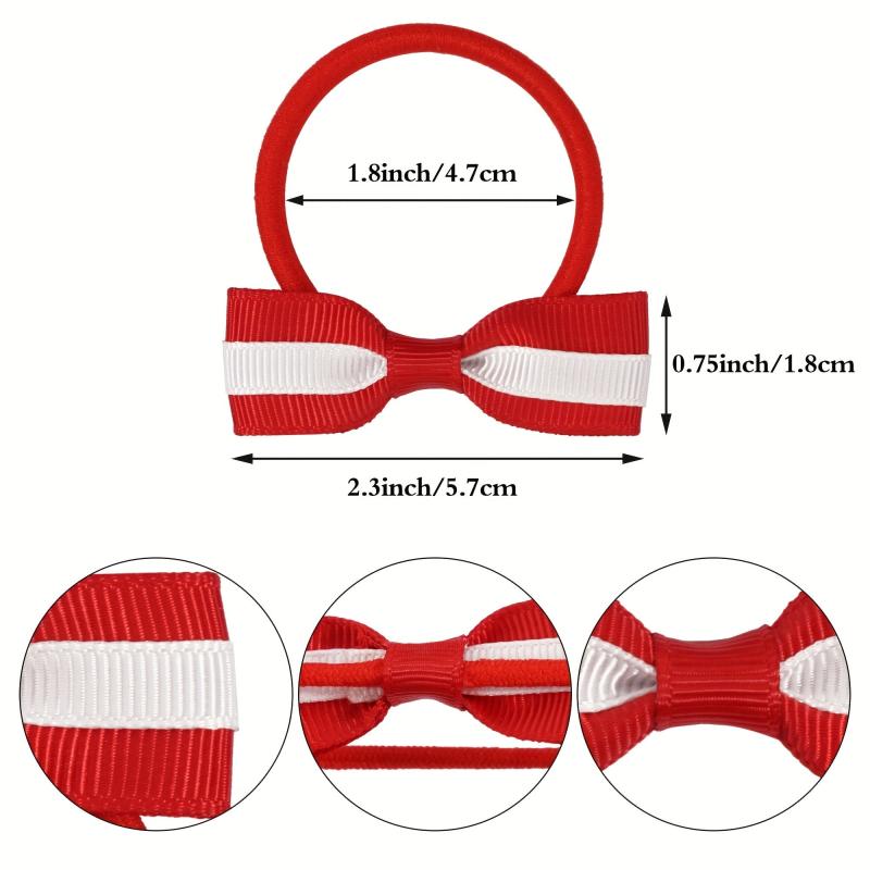 20pcs Small Bow Hair Tie For Girls Baby Bowknot Hair Ring Elastic Ponytail