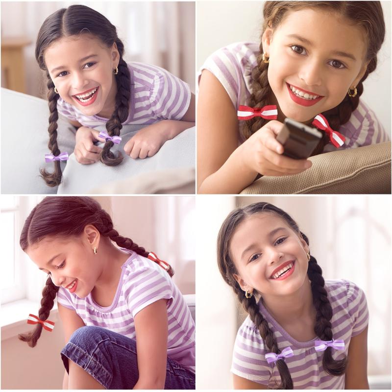 20pcs Small Bow Hair Tie For Girls Baby Bowknot Hair Ring Elastic Ponytail
