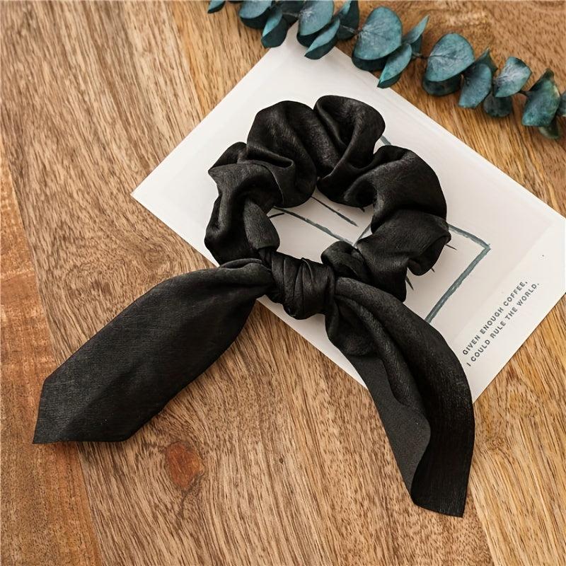 Fabric Hair Tie Long Ribbon Bowknot Scrunchie Ponytail Holder for Women Girls