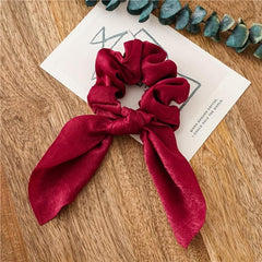 Fabric Hair Tie Long Ribbon Bowknot Scrunchie Ponytail Holder for Women Girls