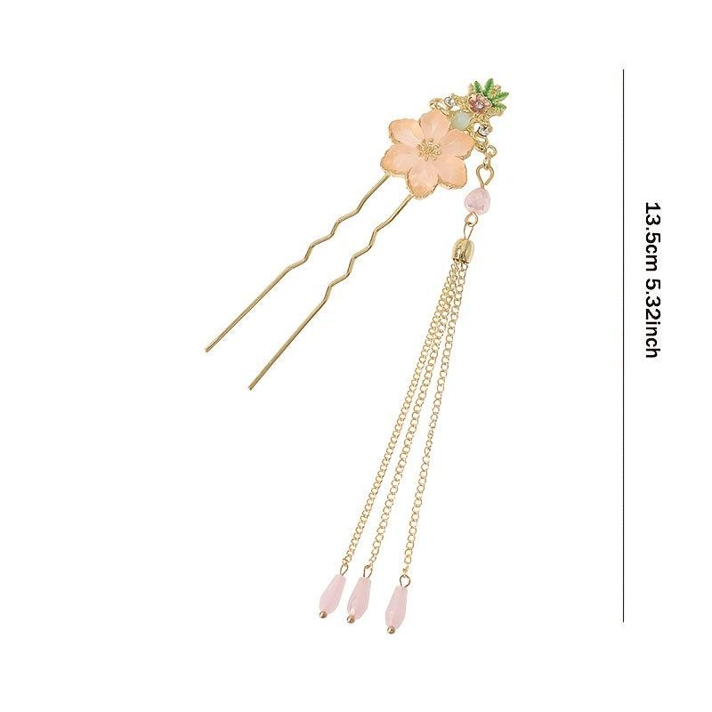 Hanfu Chinese Style Tassel Flower Hair Clip Vintage Barrette Hair Accessories